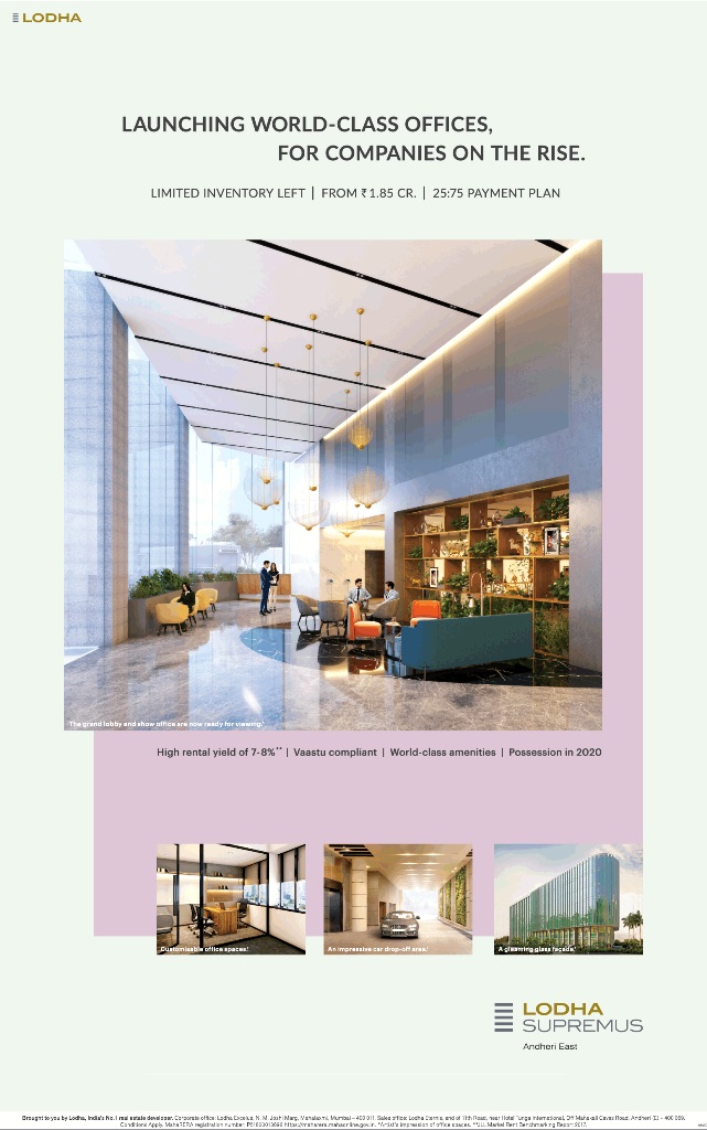 Launching world class offices, for companies on the rise at Lodha Supremus in Mumbai